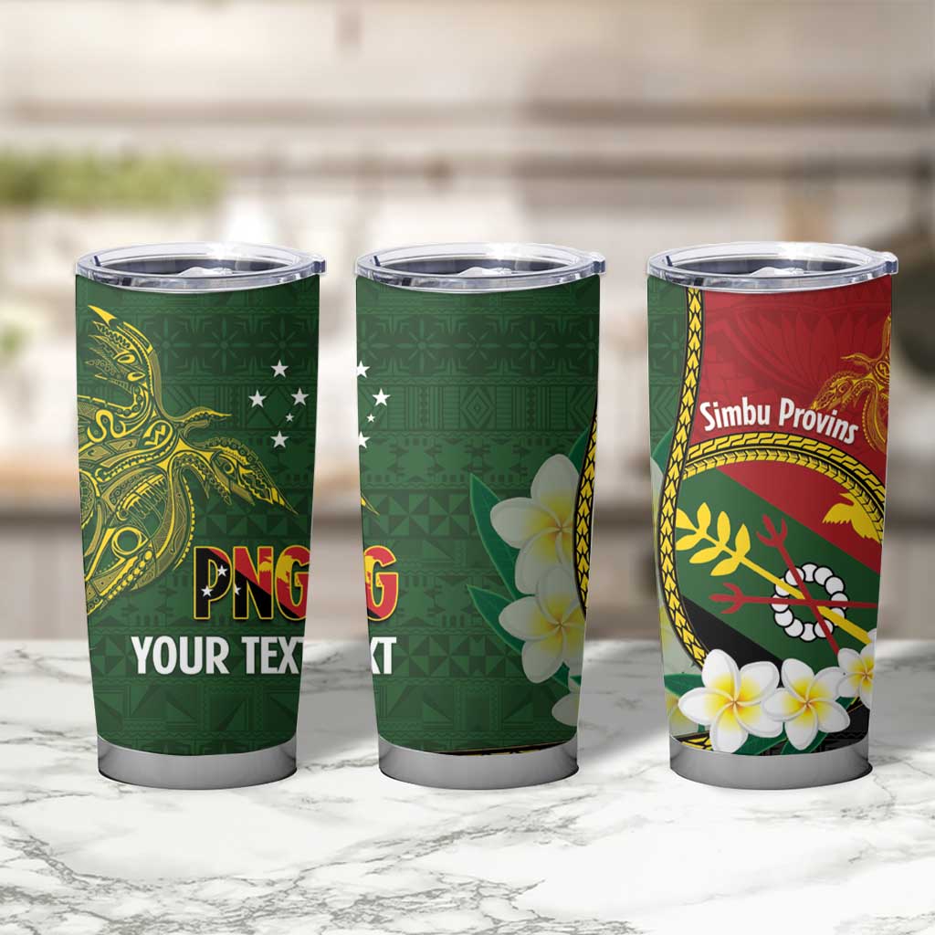 Personalised PNG Simbu Provins Tumbler Cup Papua New Guinea Plumeria Melanesian Pattern - Polynesian Pride