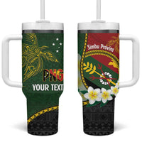 Personalised PNG Simbu Provins Tumbler With Handle Papua New Guinea Plumeria Melanesian Pattern - Polynesian Pride