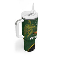 Personalised PNG Simbu Provins Tumbler With Handle Papua New Guinea Plumeria Melanesian Pattern - Polynesian Pride