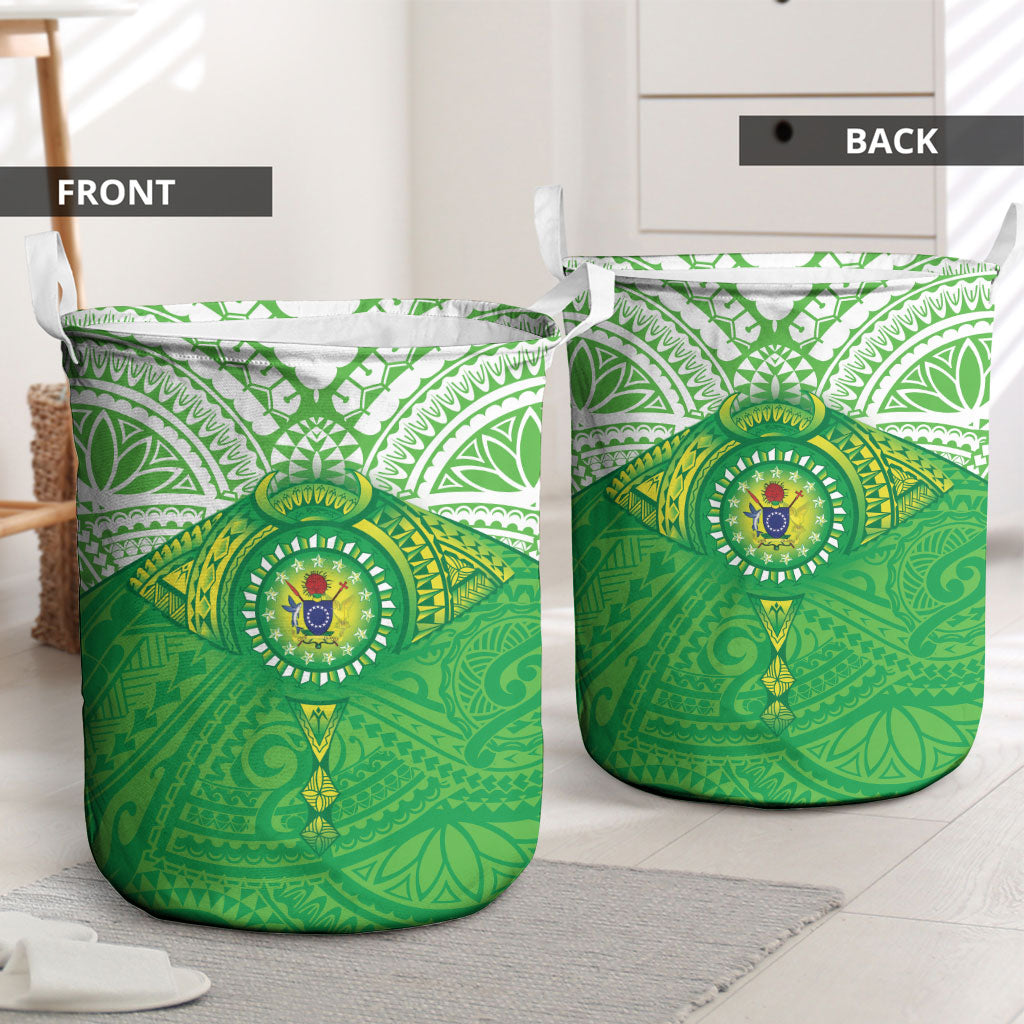Cook Islands Manta Ray Laundry Basket Kuki Airani Tattoo Green Color LT14 - Polynesian Pride