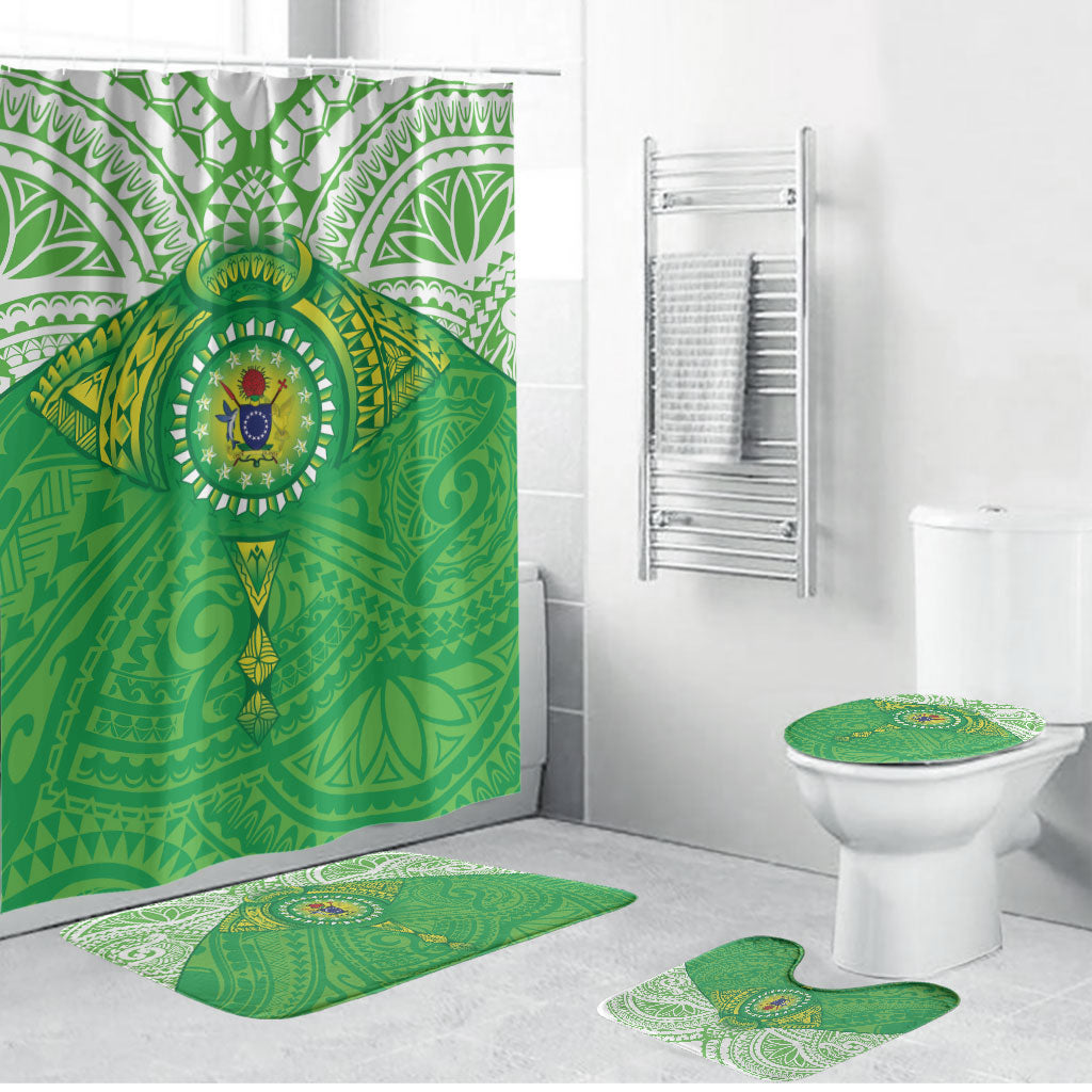 Cook Islands Manta Ray Bathroom Set Kuki Airani Tattoo Green Color LT14 Bathroom Set (4 pcs) Green - Polynesian Pride
