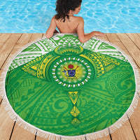 Cook Islands Manta Ray Beach Blanket Kuki Airani Tattoo Green Color LT14 - Polynesian Pride