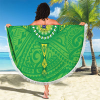 Cook Islands Manta Ray Beach Blanket Kuki Airani Tattoo Green Color LT14 - Polynesian Pride