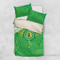 Cook Islands Manta Ray Bedding Set Kuki Airani Tattoo Green Color LT14 US Twin 172cm x 218cm Green - Polynesian Pride