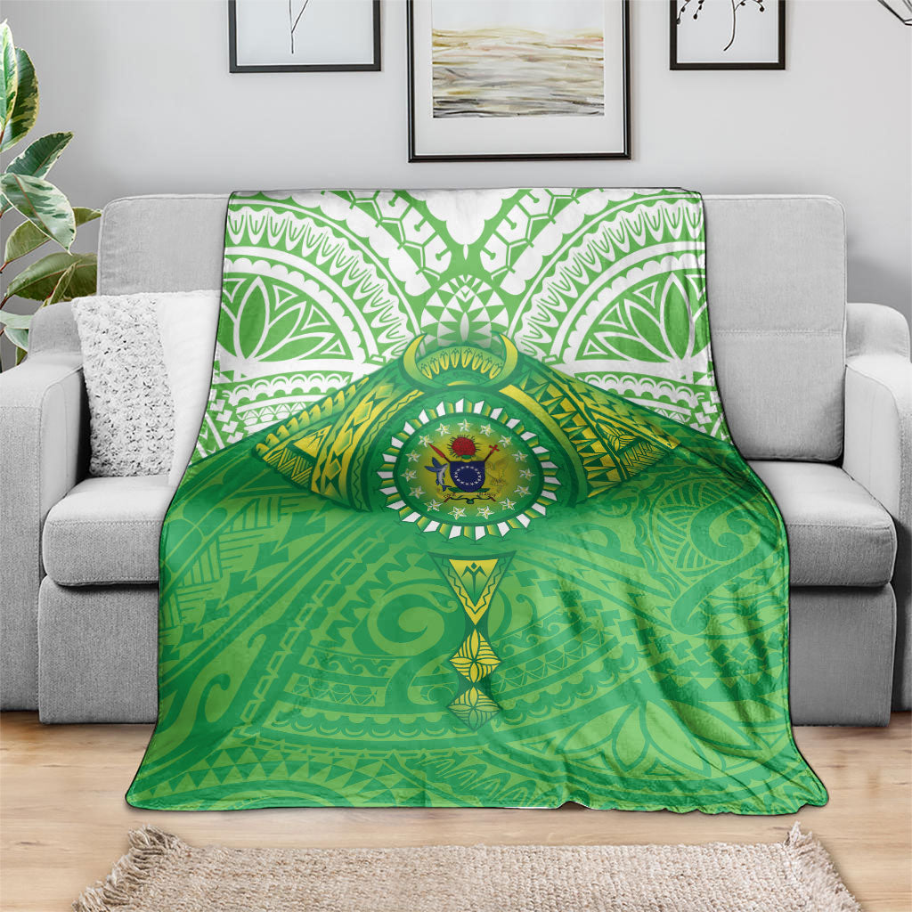 Cook Islands Manta Ray Blanket Kuki Airani Tattoo Green Color LT14 - Polynesian Pride