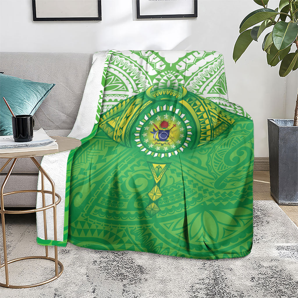 Cook Islands Manta Ray Blanket Kuki Airani Tattoo Green Color LT14 - Polynesian Pride