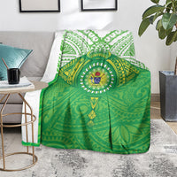 Cook Islands Manta Ray Blanket Kuki Airani Tattoo Green Color LT14 - Polynesian Pride