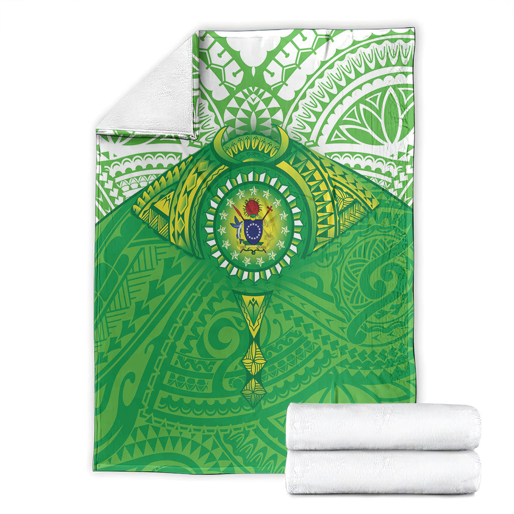 Cook Islands Manta Ray Blanket Kuki Airani Tattoo Green Color LT14 - Polynesian Pride