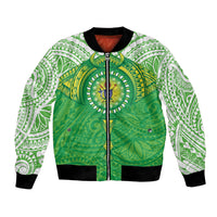 Cook Islands Manta Ray Bomber Jacket Kuki Airani Tattoo Green Color LT14 Unisex Green - Polynesian Pride