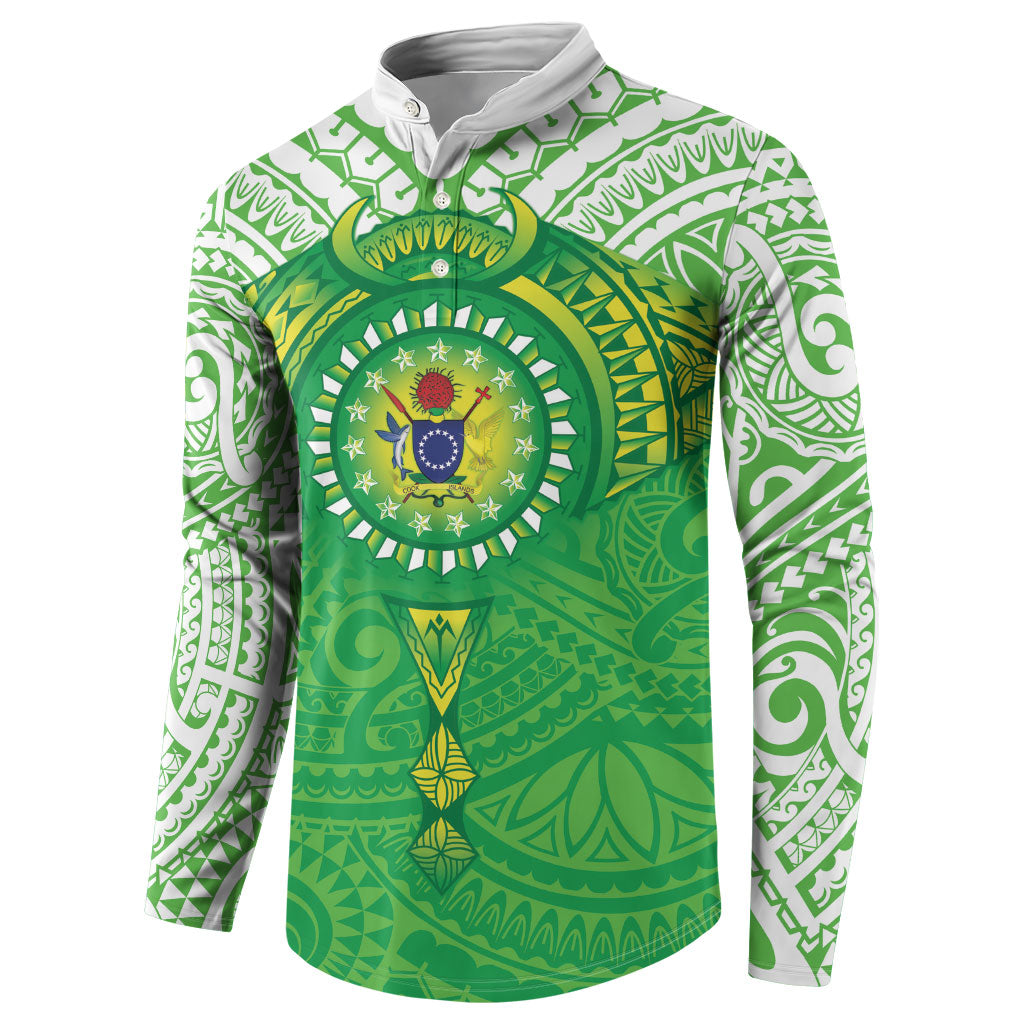 Cook Islands Manta Ray Button Sweatshirt Kuki Airani Tattoo Green Color LT14 - Polynesian Pride