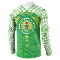 Cook Islands Manta Ray Button Sweatshirt Kuki Airani Tattoo Green Color LT14 - Polynesian Pride