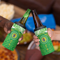Cook Islands Manta Ray 4 in 1 Can Cooler Tumbler Kuki Airani Tattoo Green Color LT14 - Polynesian Pride