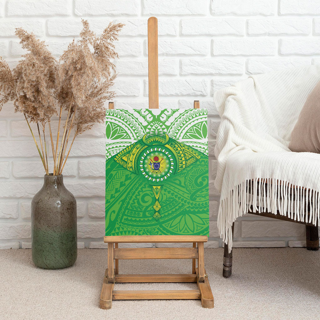 Cook Islands Manta Ray Canvas Wall Art Kuki Airani Tattoo Green Color LT14 - Polynesian Pride