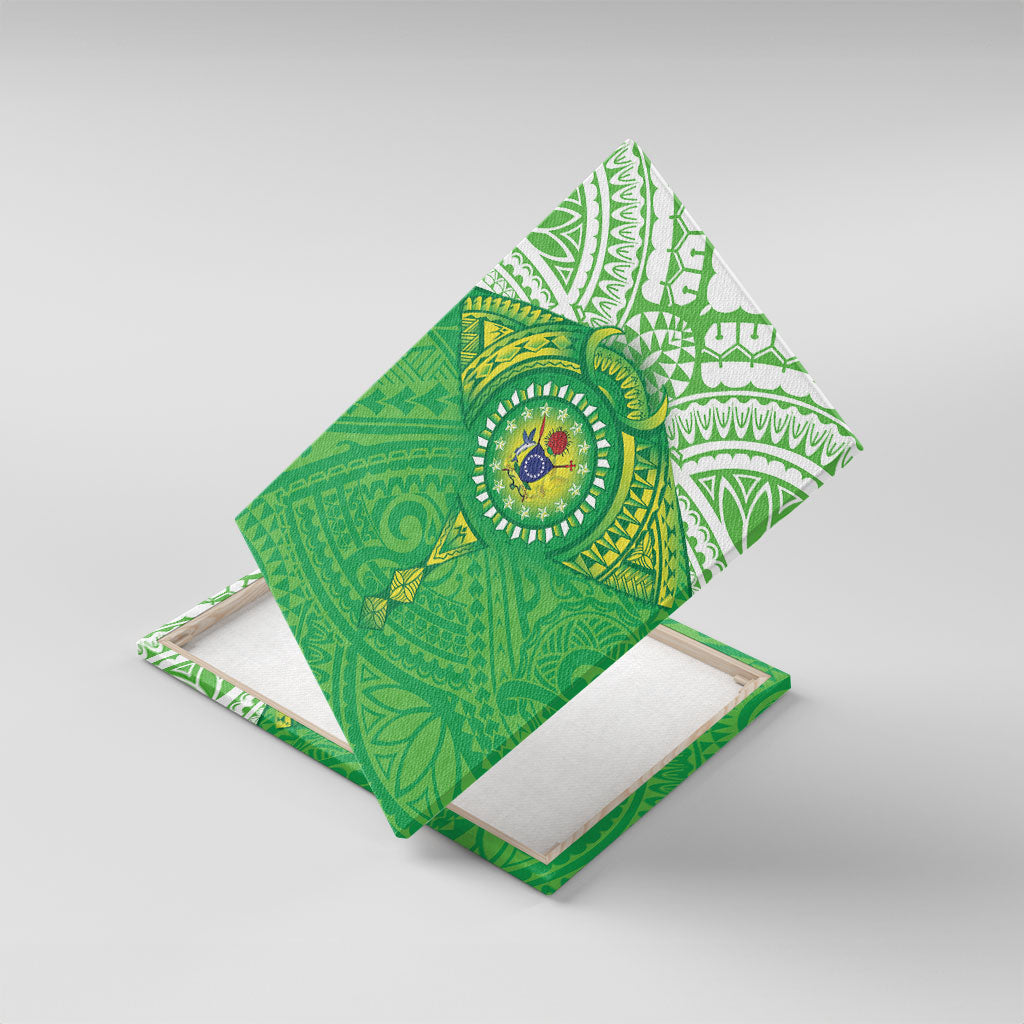 Cook Islands Manta Ray Canvas Wall Art Kuki Airani Tattoo Green Color LT14 With Frame Green - Polynesian Pride