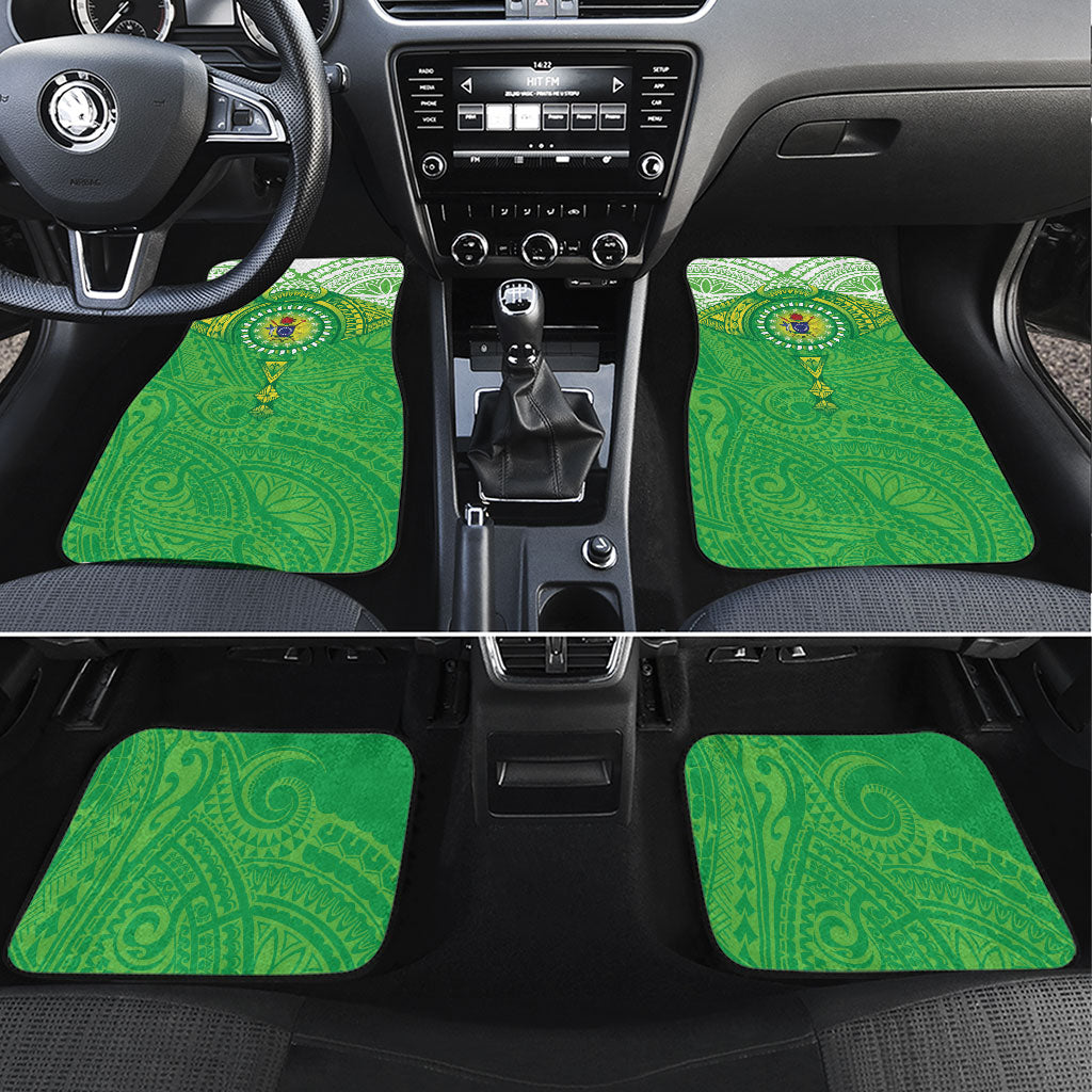 Cook Islands Manta Ray Car Mats Kuki Airani Tattoo Green Color LT14 Set 4pcs Green - Polynesian Pride