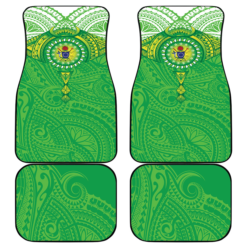 Cook Islands Manta Ray Car Mats Kuki Airani Tattoo Green Color LT14 - Polynesian Pride