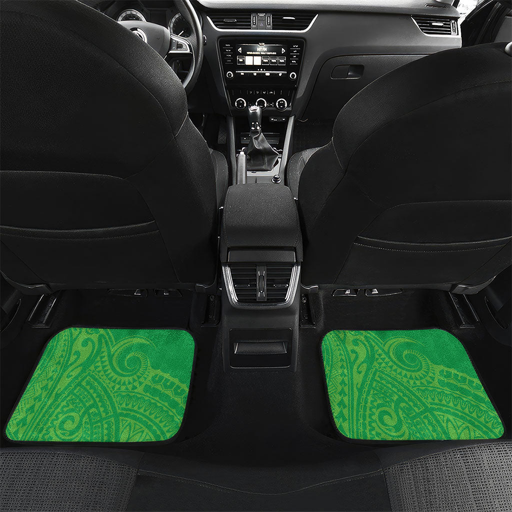 Cook Islands Manta Ray Car Mats Kuki Airani Tattoo Green Color LT14 Set 2pcs - Back Green - Polynesian Pride