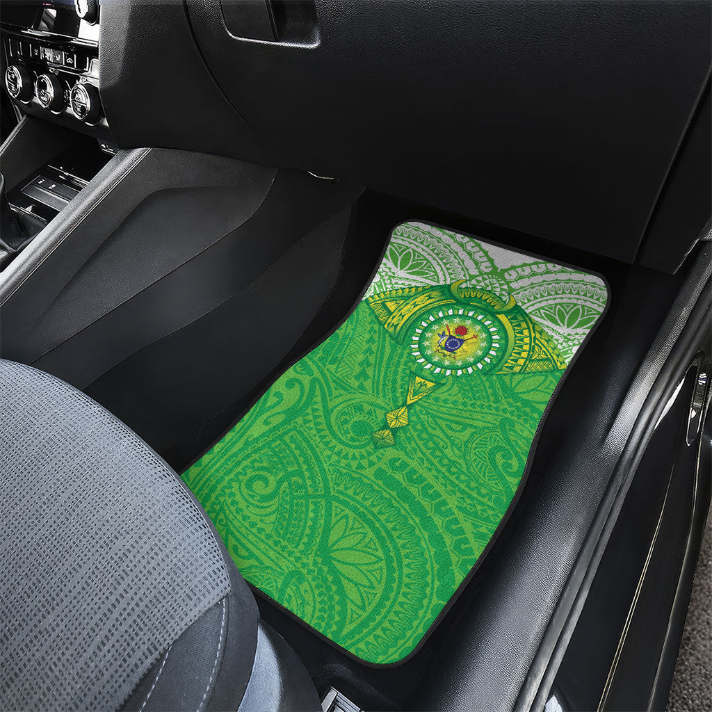 Cook Islands Manta Ray Car Mats Kuki Airani Tattoo Green Color LT14 - Polynesian Pride