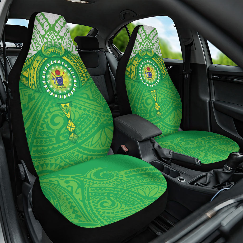 Cook Islands Manta Ray Car Seat Cover Kuki Airani Tattoo Green Color LT14 One Size Green - Polynesian Pride