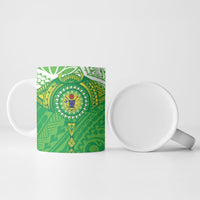 Cook Islands Manta Ray Ceramic Mug Kuki Airani Tattoo Green Color LT14 - Polynesian Pride