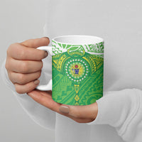 Cook Islands Manta Ray Ceramic Mug Kuki Airani Tattoo Green Color LT14 - Polynesian Pride