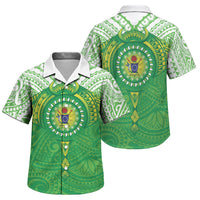 Cook Islands Manta Ray Family Matching Summer Maxi Dress and Hawaiian Shirt Kuki Airani Tattoo Green Color LT14 Son's Shirt Green - Polynesian Pride