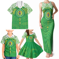 Cook Islands Manta Ray Family Matching Tank Maxi Dress and Hawaiian Shirt Kuki Airani Tattoo Green Color LT14 - Polynesian Pride