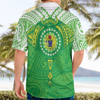 Cook Islands Manta Ray Hawaiian Shirt Kuki Airani Tattoo Green Color LT14 - Polynesian Pride