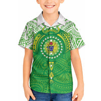 Cook Islands Manta Ray Hawaiian Shirt Kuki Airani Tattoo Green Color LT14 - Polynesian Pride