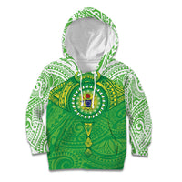 Cook Islands Manta Ray Kid Hoodie Kuki Airani Tattoo Green Color LT14 Hoodie Green - Polynesian Pride