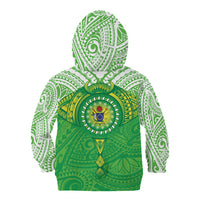 Cook Islands Manta Ray Kid Hoodie Kuki Airani Tattoo Green Color LT14 - Polynesian Pride