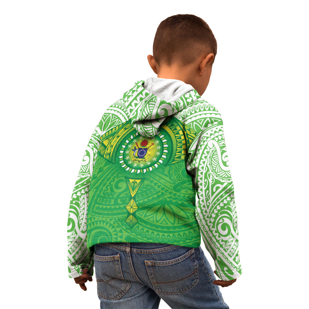 Cook Islands Manta Ray Kid Hoodie Kuki Airani Tattoo Green Color LT14 - Polynesian Pride