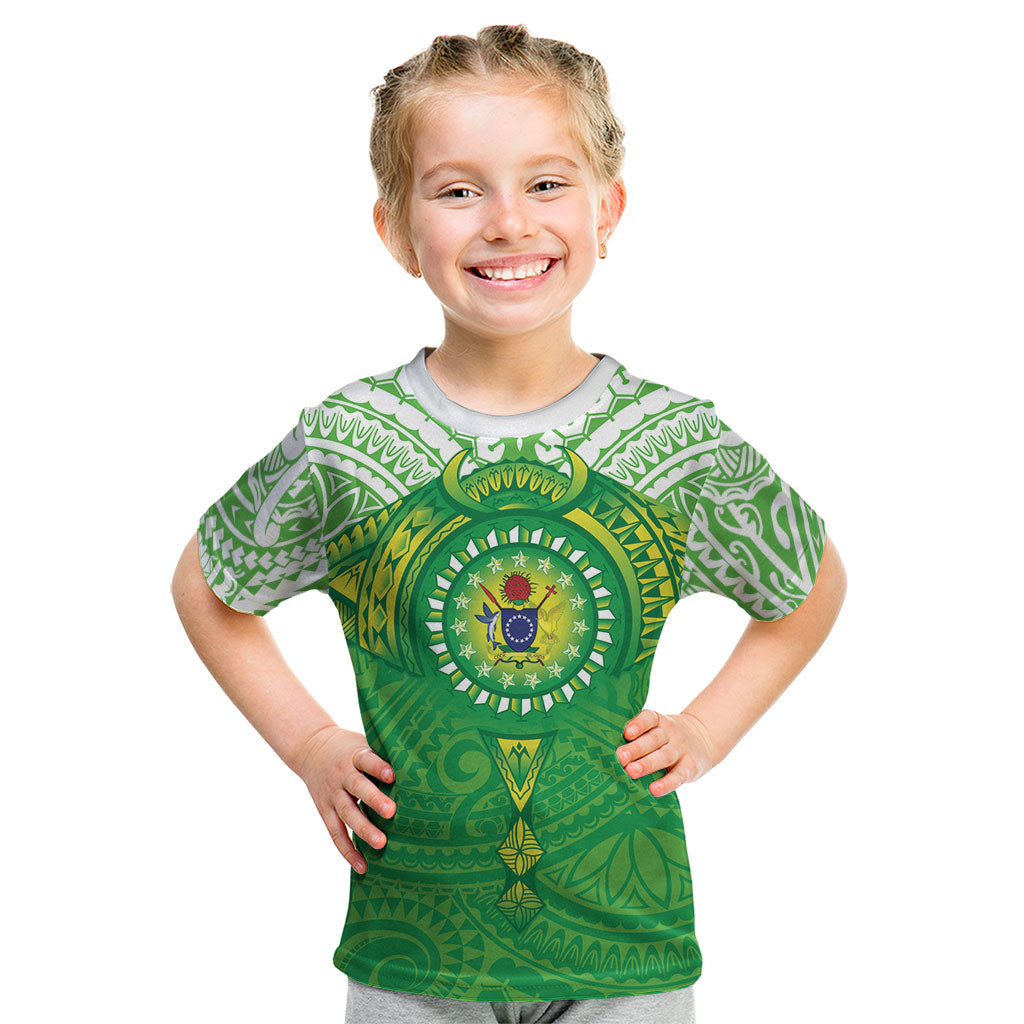 Cook Islands Manta Ray Kid T Shirt Kuki Airani Tattoo Green Color LT14 Green - Polynesian Pride