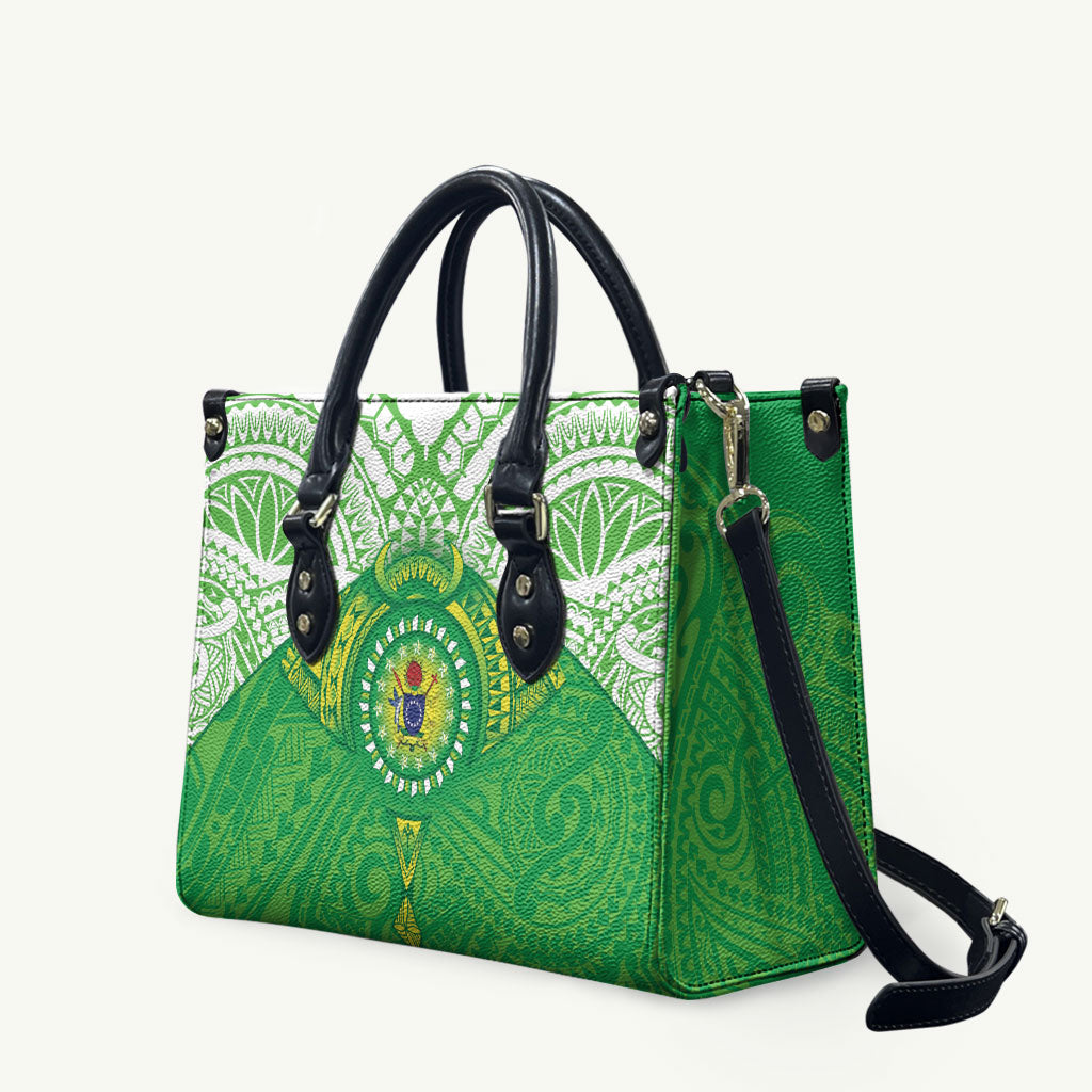 Cook Islands Manta Ray Leather Bag Kuki Airani Tattoo Green Color LT14 Green - Polynesian Pride