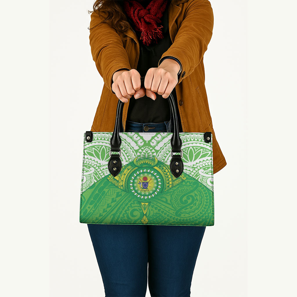 Cook Islands Manta Ray Leather Bag Kuki Airani Tattoo Green Color LT14 - Polynesian Pride