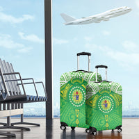 Cook Islands Manta Ray Luggage Cover Kuki Airani Tattoo Green Color LT14 - Polynesian Pride