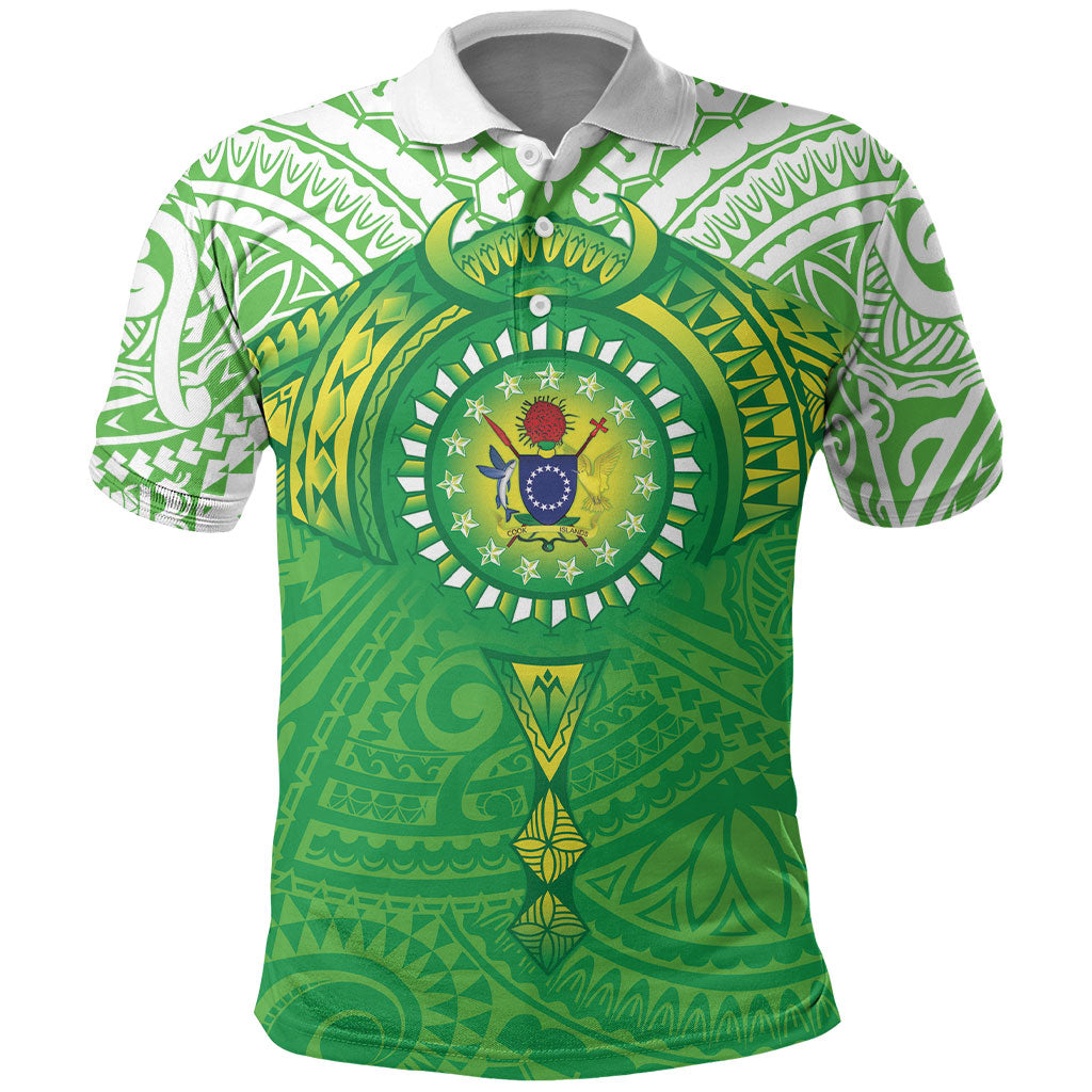 Cook Islands Manta Ray Polo Shirt Kuki Airani Tattoo Green Color LT14 Green - Polynesian Pride