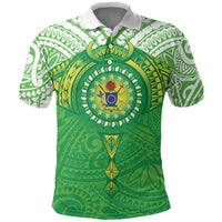 Cook Islands Manta Ray Polo Shirt Kuki Airani Tattoo Green Color LT14 Green - Polynesian Pride