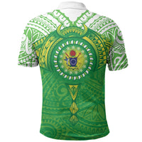 Cook Islands Manta Ray Polo Shirt Kuki Airani Tattoo Green Color LT14 - Polynesian Pride