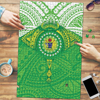 Cook Islands Manta Ray Puzzle Kuki Airani Tattoo Green Color LT14 Green - Polynesian Pride