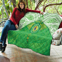 Cook Islands Manta Ray Quilt Kuki Airani Tattoo Green Color LT14 - Polynesian Pride