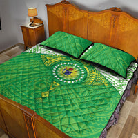 Cook Islands Manta Ray Quilt Bed Set Kuki Airani Tattoo Green Color LT14 - Polynesian Pride