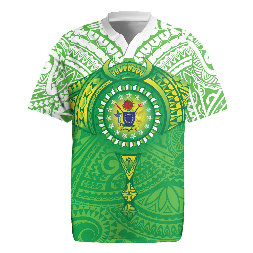 Cook Islands Manta Ray Rugby Jersey Kuki Airani Tattoo Green Color LT14 Green - Polynesian Pride