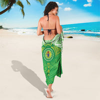 Cook Islands Manta Ray Sarong Kuki Airani Tattoo Green Color LT14 - Polynesian Pride