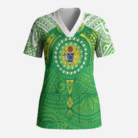 Cook Islands Manta Ray Scrub Top Kuki Airani Tattoo Green Color LT14 Adult Green - Polynesian Pride