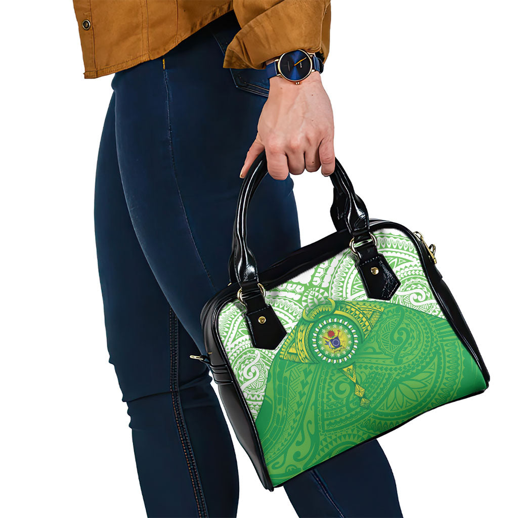 Cook Islands Manta Ray Shoulder Handbag Kuki Airani Tattoo Green Color LT14 - Polynesian Pride