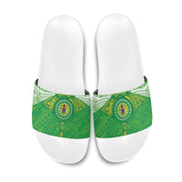 Cook Islands Manta Ray Slide Sandals Kuki Airani Tattoo Green Color LT14 Green - Polynesian Pride