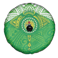 Cook Islands Manta Ray Spare Tire Cover Kuki Airani Tattoo Green Color LT14 - Polynesian Pride