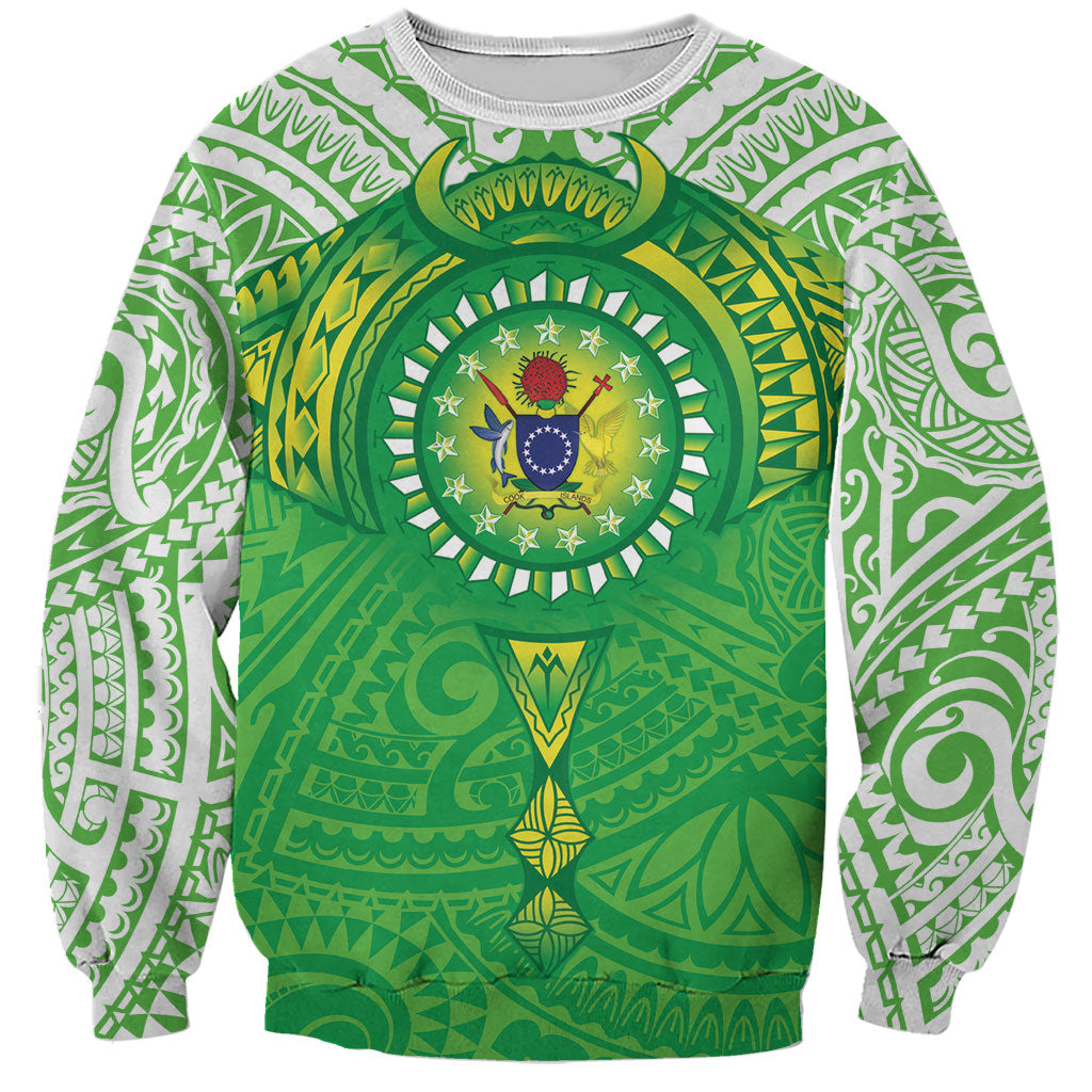 Cook Islands Manta Ray Sweatshirt Kuki Airani Tattoo Green Color