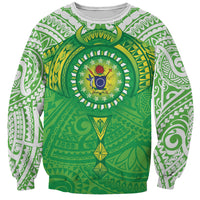 Cook Islands Manta Ray Sweatshirt Kuki Airani Tattoo Green Color LT14 Unisex Green - Polynesian Pride